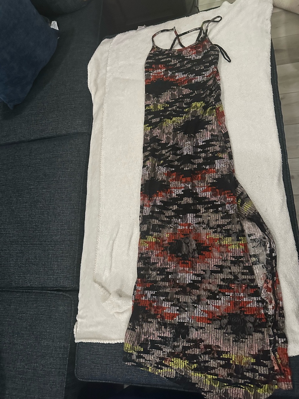 Fire Los Angeles Black & Red Sheer Patterned Top